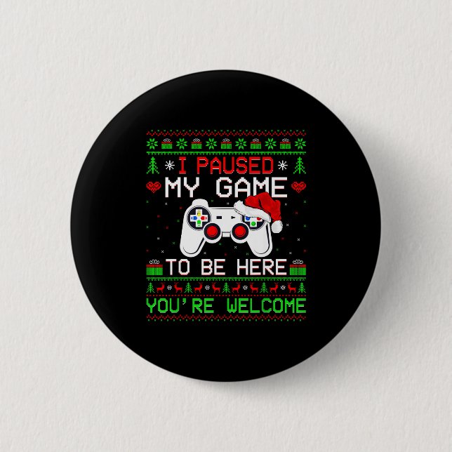 Video Game Christmas Ugly Sweater Funny Gamer Gami 6 Cm Round Badge (Front)