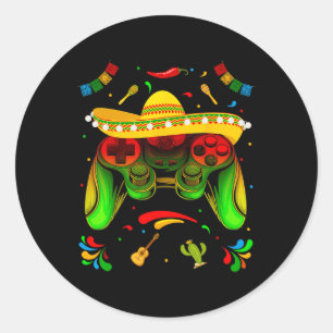 Video Game Cinco De Mayo Boys Kids Let's Fiesta Pa Classic Round Sticker