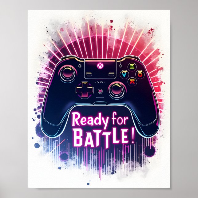 Video game console Controller Ready for Battle Poster (Front)