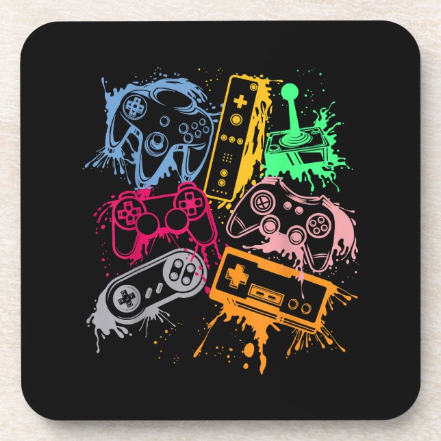 Video Game Console Controllers Retro 80's 90's Arc Coaster (Front)