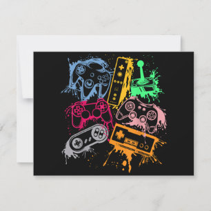 Video Game Console Controllers Retro 80's 90's Arc Holiday Card