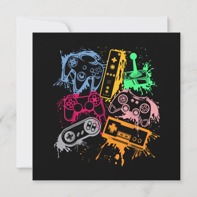 Video Game Console Controllers Retro 80's 90's Arc Invitation (Front)