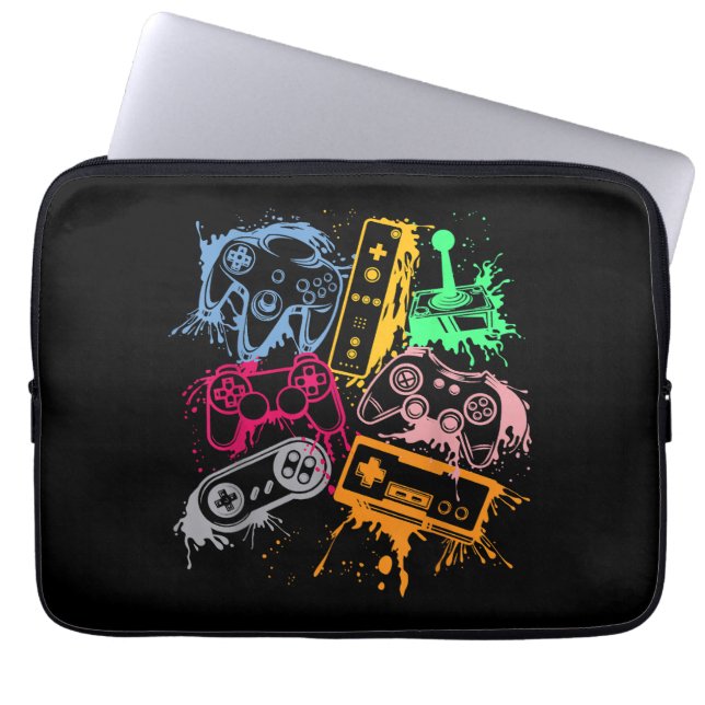 Video Game Console Controllers Retro 80's 90's Arc Laptop Sleeve (Front)