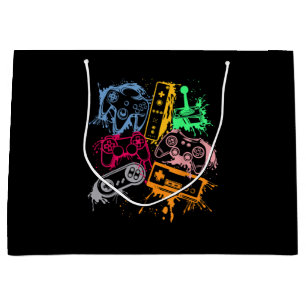 Video Game Console Controllers Retro 80's 90's Arc Large Gift Bag