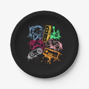 Video Game Console Controllers Retro 80's 90's Arc Paper Plate