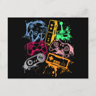Video Game Console Controllers Retro 80's 90's Arc Postcard
