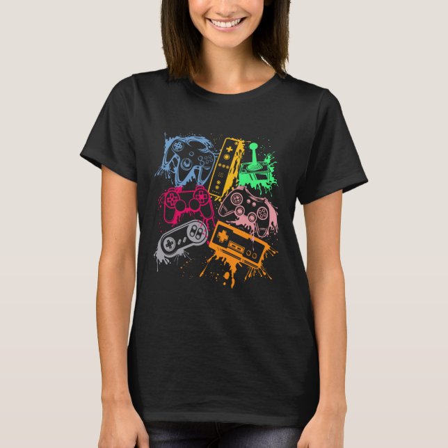 Video Game Console Controllers Retro 80's 90's Arc T-Shirt (Front)