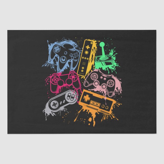Video Game Console Controllers Retro 80's 90's Arc Tissue Paper (Front)