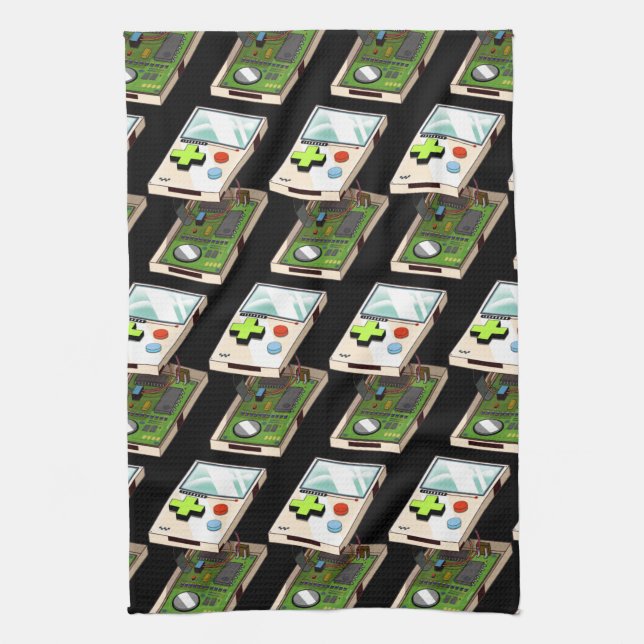 Video game console pattern. tea towel (Vertical)