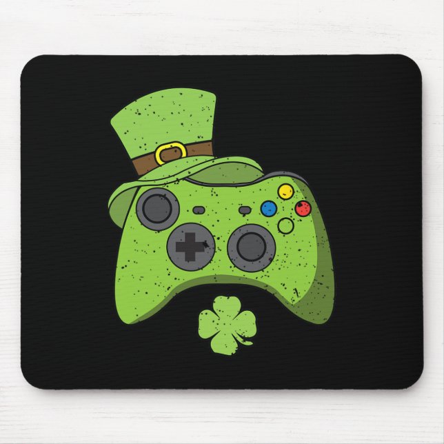 Video Game Console St Patricks Day Kids Gamers  Mouse Mat (Front)