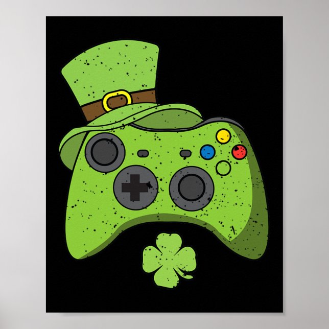 Video Game Console St Patricks Day Kids Gamers  Poster (Front)