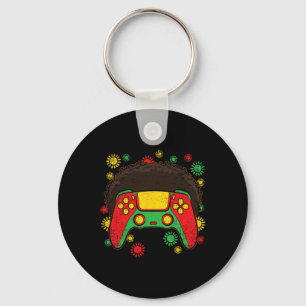 Video-game Controller Afro Black History Month Gam Key Ring