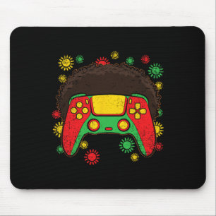 Video-game Controller Afro Black History Month Gam Mouse Mat