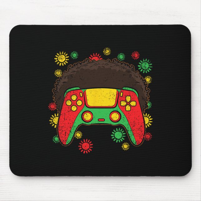 Video-game Controller Afro Black History Month Gam Mouse Mat (Front)