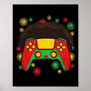 Video-game Controller Afro Black History Month Gam Poster
