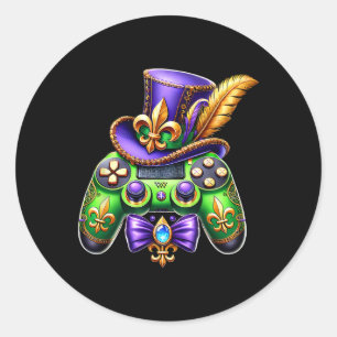 Video Game Controller Beads Mardi Gras Carnival Bo Classic Round Sticker