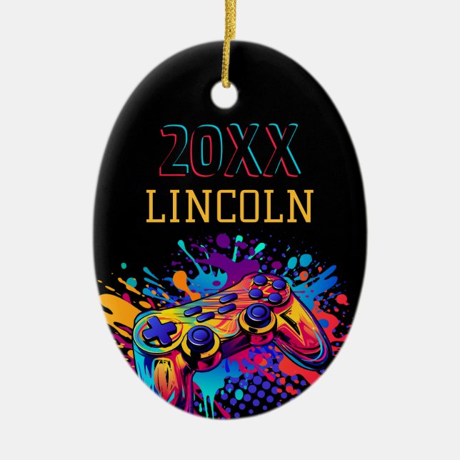 Video Game Controller Ceramic Tree Decoration (Front)