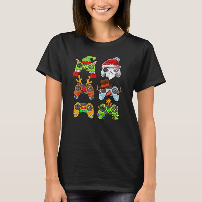 Video Game Controller Christmas Santa ELF Gamer  B T-Shirt (Front)