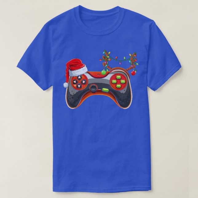 Video Game Controller Christmas Santa Hat Boys Kid T-Shirt (Design Front)