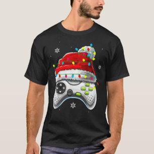 Video Game Controller Christmas Santa Hat Boys Kid T-Shirt