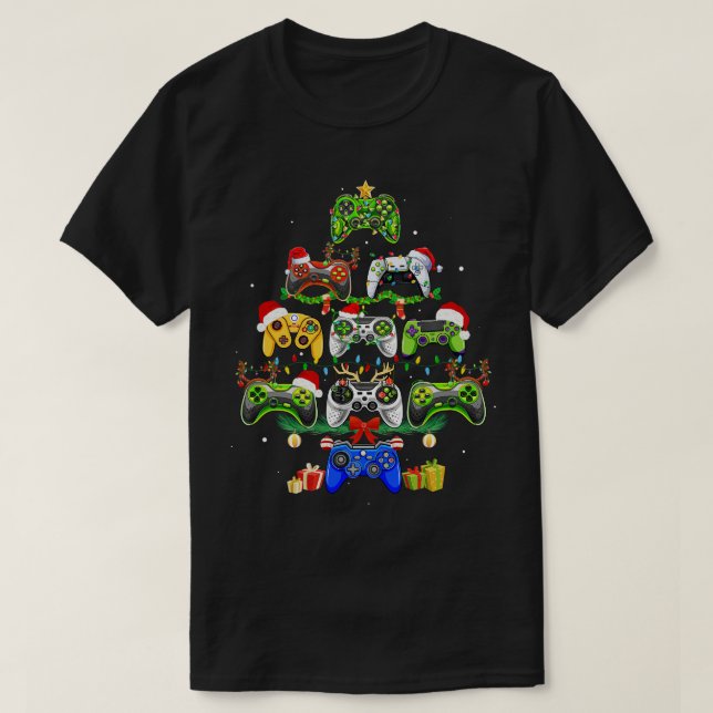 Video Game Controller Christmas Santa Hat Boys Kid T-Shirt (Design Front)