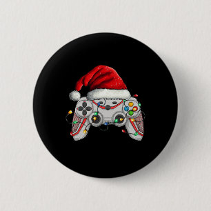 Video Game Controller Christmas Santa Hat Gamer Bo 6 Cm Round Badge