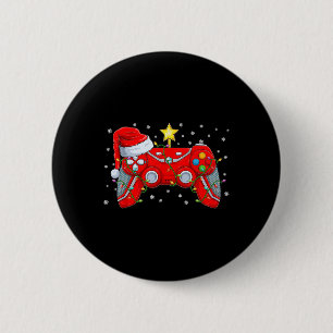 Video Game Controller Christmas Santa Hat Gamer Bo 6 Cm Round Badge