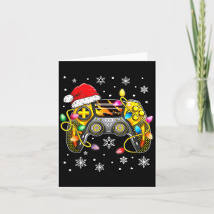 Video Game Controller Christmas Santa Hat Gamer Bo Card