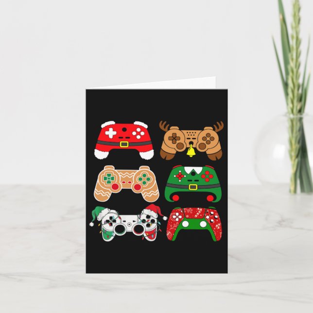 Video Game Controller Christmas Santa Hat Gamer Bo Card (Front)