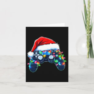 Video Game Controller Christmas Santa Hat Gamer Bo Card