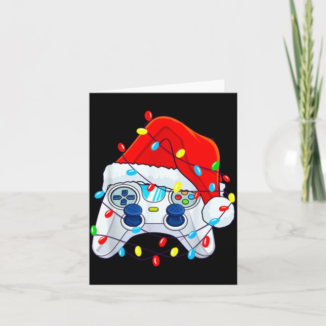 Video Game Controller Christmas Santa Hat Gamer Bo Card (Front)