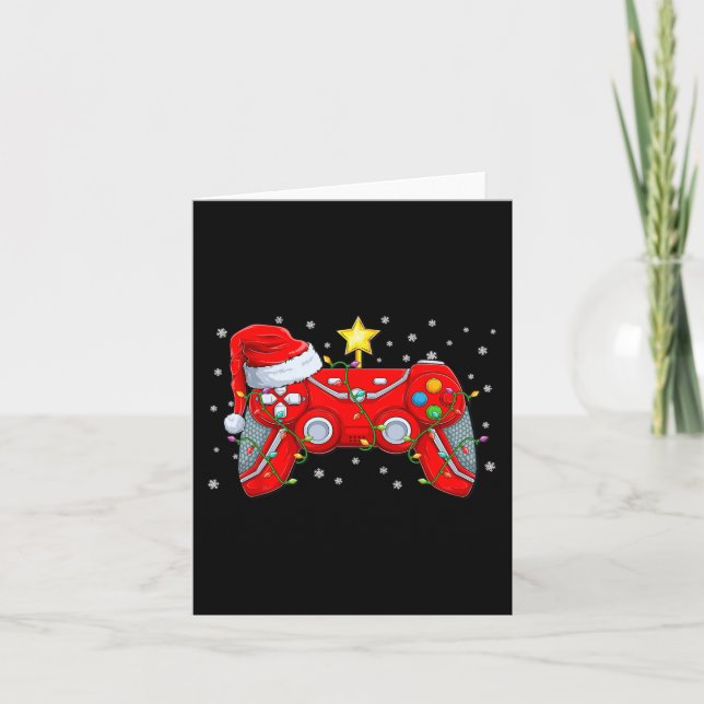 Video Game Controller Christmas Santa Hat Gamer Bo Card (Front)