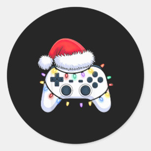 Video Game Controller Christmas Santa Hat Gamer Bo Classic Round Sticker
