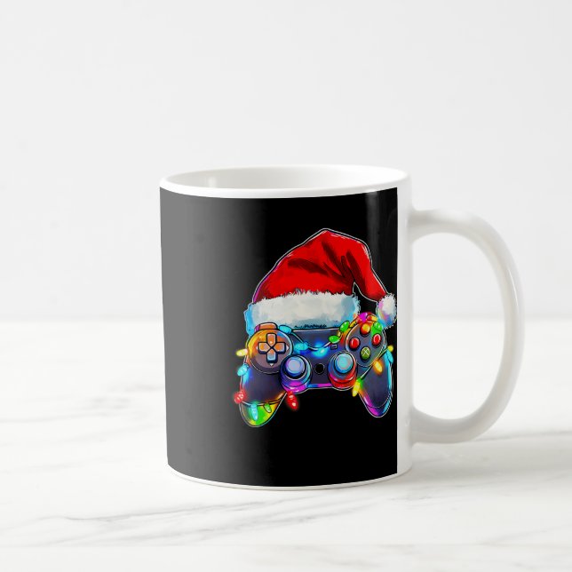 Video Game Controller Christmas Santa Hat Gamer Bo Coffee Mug (Right)