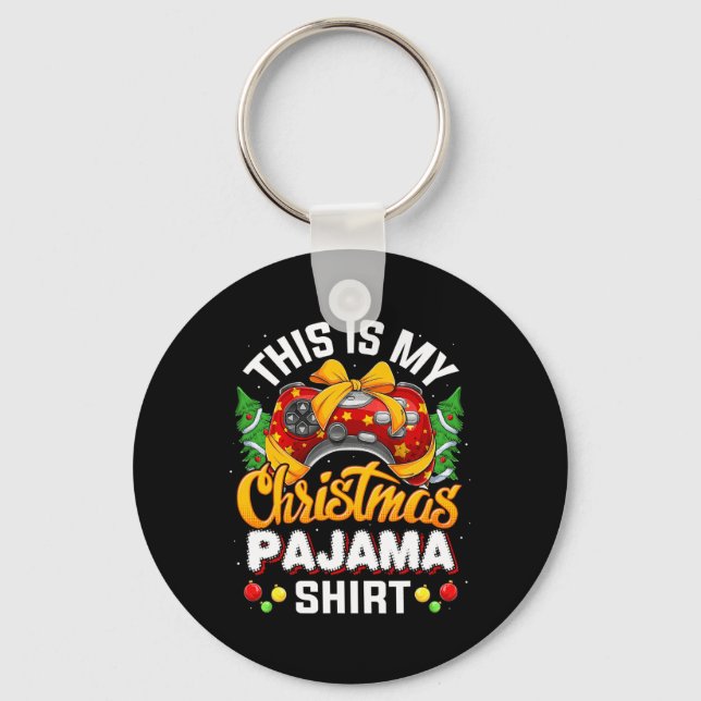 Video Game Controller Christmas Santa Hat Gamer Bo Key Ring (Front)