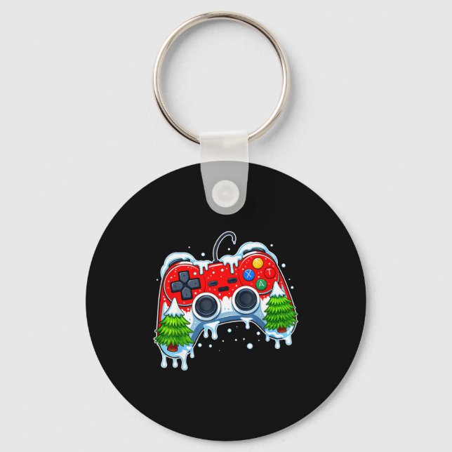 Video Game Controller Christmas Santa Hat Gamer Bo Key Ring (Front)