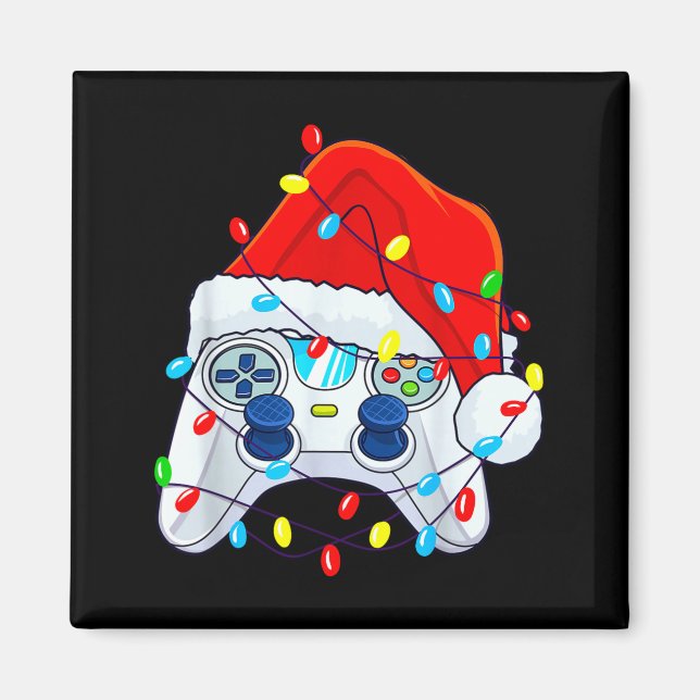 Video Game Controller Christmas Santa Hat Gamer Bo Magnet (Front)