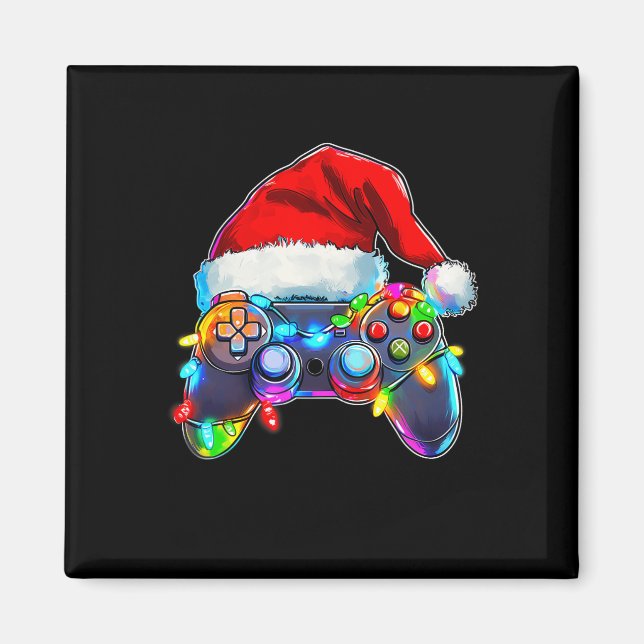 Video Game Controller Christmas Santa Hat Gamer Bo Magnet (Front)