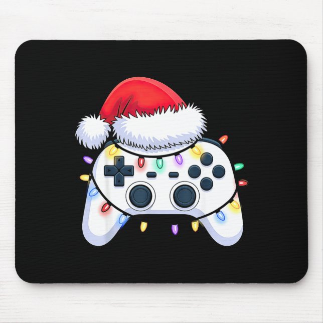 Video Game Controller Christmas Santa Hat Gamer Bo Mouse Mat (Front)