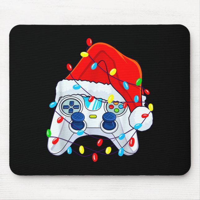 Video Game Controller Christmas Santa Hat Gamer Bo Mouse Mat (Front)