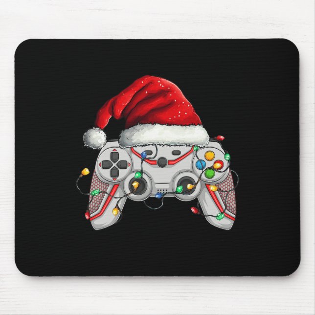 Video Game Controller Christmas Santa Hat Gamer Bo Mouse Mat (Front)
