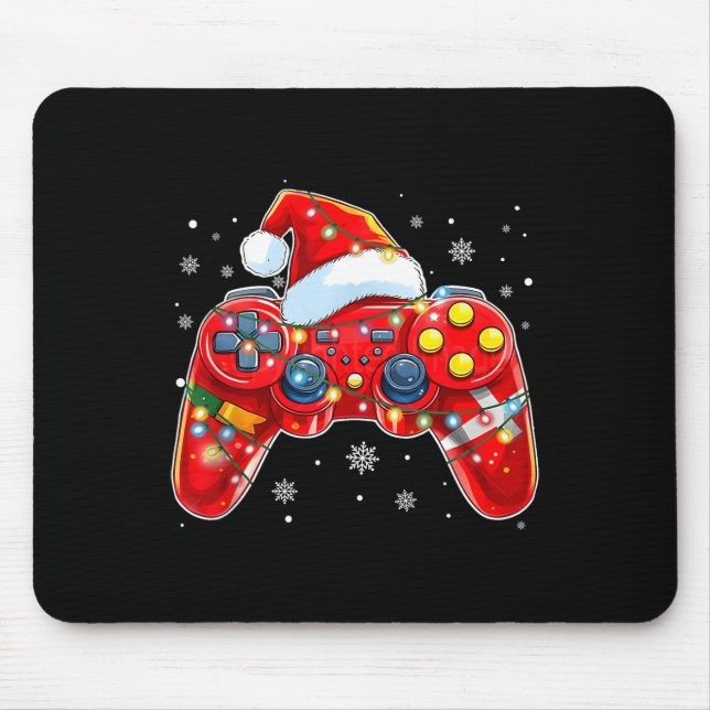 Video Game Controller Christmas Santa Hat Gamer Bo Mouse Mat (Front)