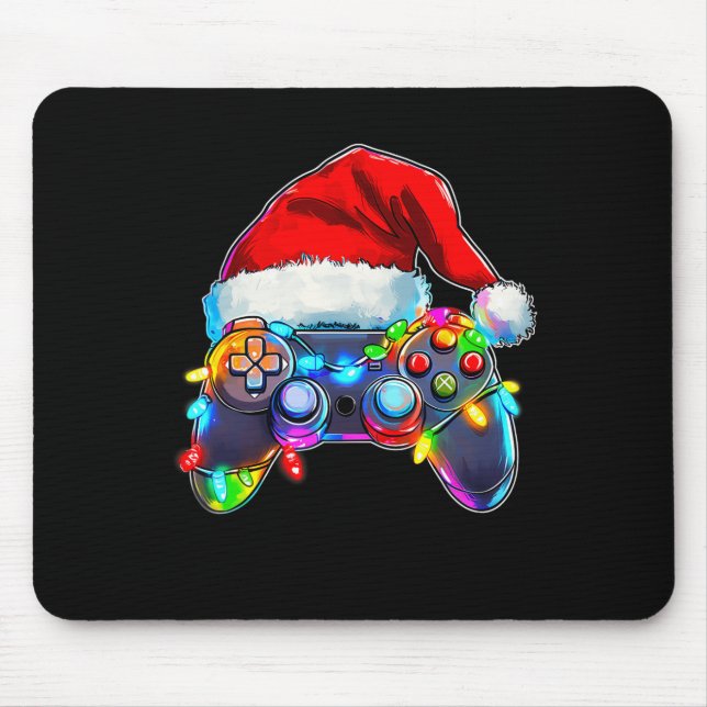 Video Game Controller Christmas Santa Hat Gamer Bo Mouse Mat (Front)