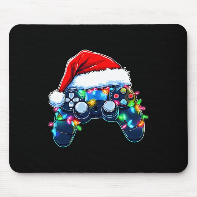Video Game Controller Christmas Santa Hat Gamer Bo Mouse Mat (Front)