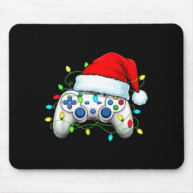 Video Game Controller Christmas Santa Hat Gamer Bo Mouse Mat (Front)