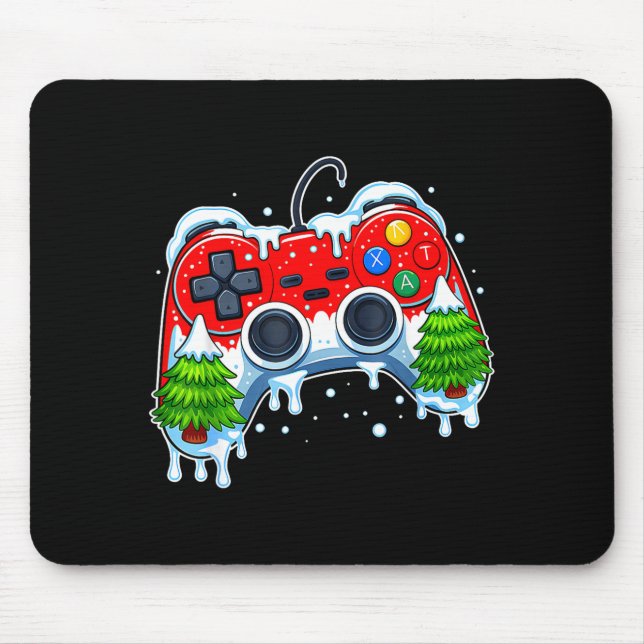 Video Game Controller Christmas Santa Hat Gamer Bo Mouse Mat (Front)
