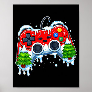 Video Game Controller Christmas Santa Hat Gamer Bo Poster