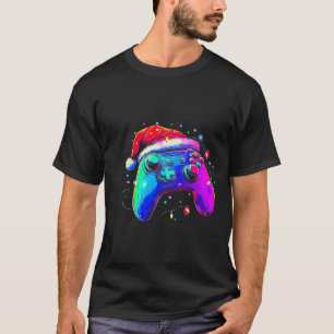 Video Game Controller Christmas Santa Hat Gamer Bo T-Shirt