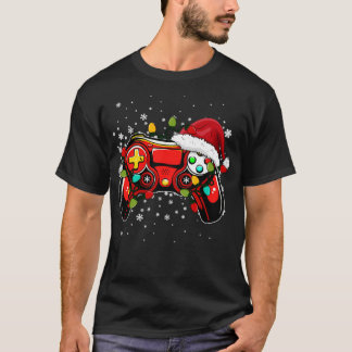 Video Game Controller Christmas Santa Hat Gamer Bo T-Shirt