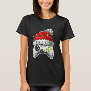 Video Game Controller Christmas Santa Hat Gamer Bo T-Shirt